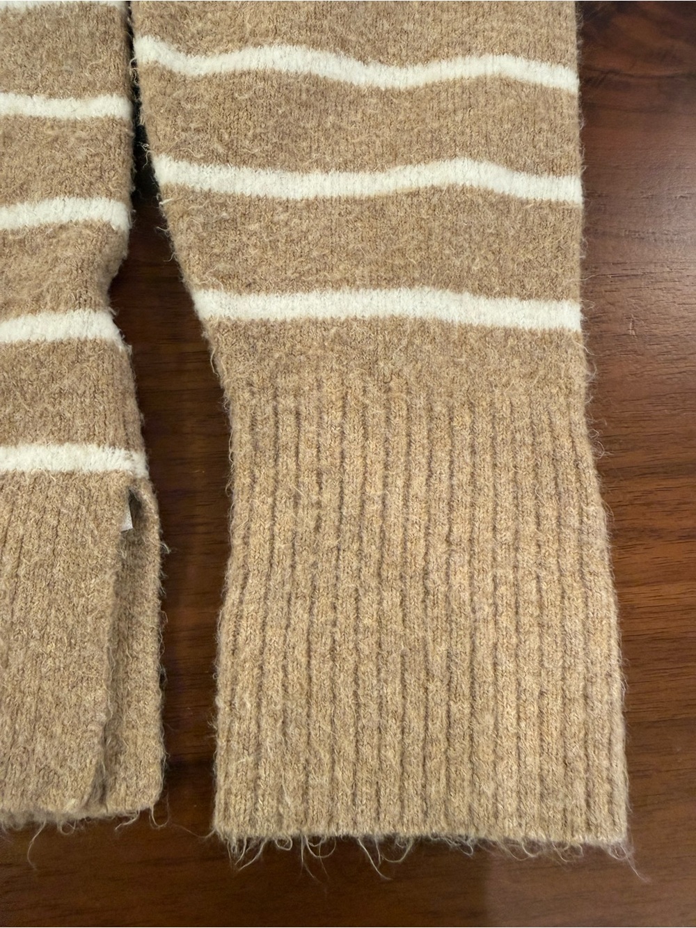 J.Crew Extra-Soft Merino Wool Blend Striped Sweater Tan Ivory L - Picture 4 of 8